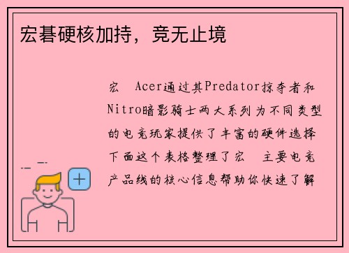 宏碁硬核加持，竞无止境